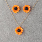 Sun Flower Earrings Necklace Set Sunflower – Jewelry Gift Ideas — 2
