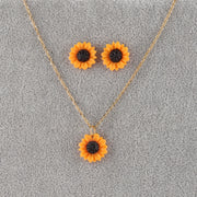 Sun Flower Earrings Necklace Set Sunflower – Jewelry Gift Ideas — 6
