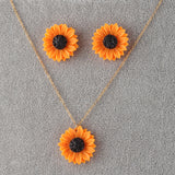 Sun Flower Earrings Necklace Set Sunflower – Jewelry Gift Ideas — 5