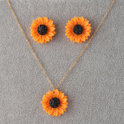 Sun Flower Earrings Necklace Set Sunflower – Jewelry Gift Ideas — 5