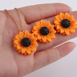 Sun Flower Earrings Necklace Set Sunflower – Jewelry Gift Ideas — 7