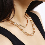 Simple Double Snake Bone Cross Chain Necklace – Jewelry Gift Ideas — 4