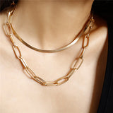 Simple Double Snake Bone Cross Chain Necklace – Jewelry Gift Ideas — 1