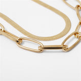 Simple Double Snake Bone Cross Chain Necklace – Jewelry Gift Ideas — 2