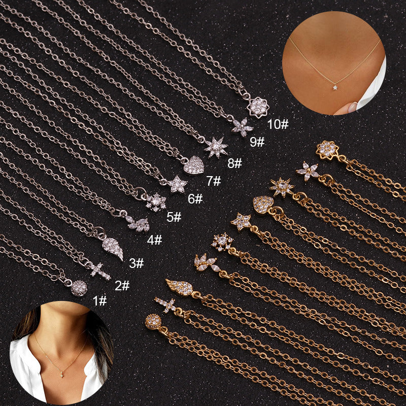 Zircon Collarbone Chain Flower Pendant Necklace – Jewelry Gift Ideas — 1