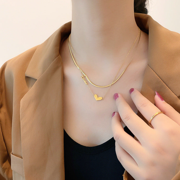 Trendy Double-sided Titanium Steel Double-layer Love – Gifts for Her — 1