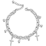 Fashion Titanium Steel Cross Double Layer Bracelet – Stylish Gifts — 1