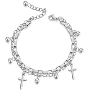 Fashion Titanium Steel Cross Double Layer Bracelet – Stylish Gifts — 1