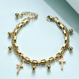 Fashion Titanium Steel Cross Double Layer Bracelet – Stylish Gifts — 5