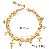 Fashion Titanium Steel Cross Double Layer Bracelet – Stylish Gifts — 4