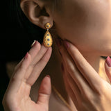 Brushed Water Drop Design Earrings S925 Silver Gold – Gifts for Her — 4