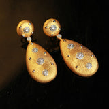 Brushed Water Drop Design Earrings S925 Silver Gold – Gifts for Her — 1