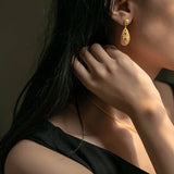 Brushed Water Drop Design Earrings S925 Silver Gold – Gifts for Her — 2