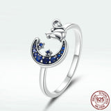 Simple And Popular Sterling Silver Moon Cat Ring – Cat Lover Gifts — 1