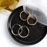 Simple Metal Texture With Large Individual Earrings – Thoughtful Gifts — 4