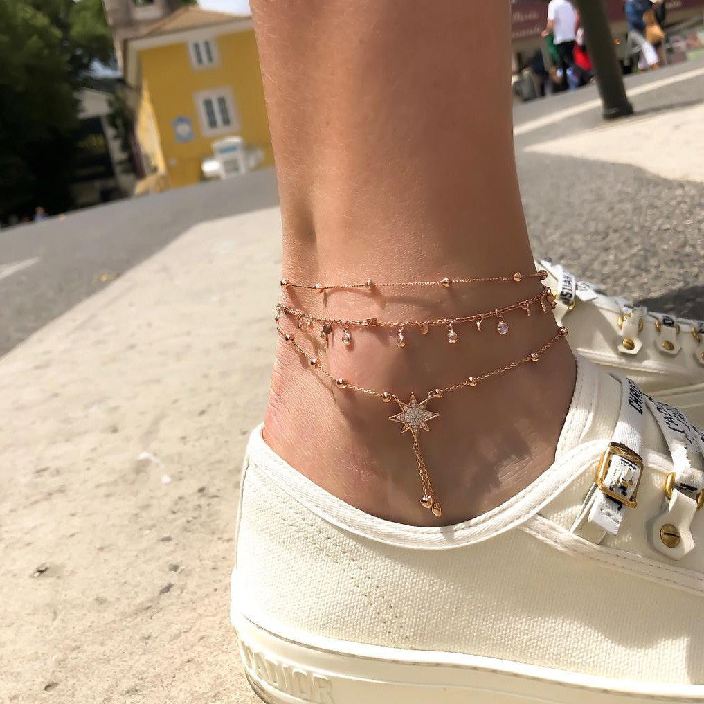 Golden Ladies Multilayer Circle Diamond Anklet – Gift Ideas — 1