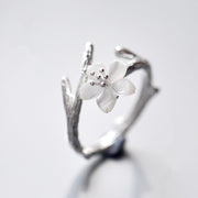 Sterling Silver Cherry Blossom Ring Korean Fashion – Stylish Gifts — 1