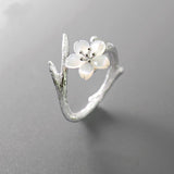 Sterling Silver Cherry Blossom Ring Korean Fashion – Stylish Gifts — 3