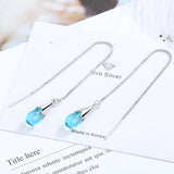 Blue Water Drop Earrings Long Tassel Sen – Stylish Gifts — 3