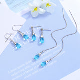 Blue Water Drop Earrings Long Tassel Sen – Stylish Gifts — 1
