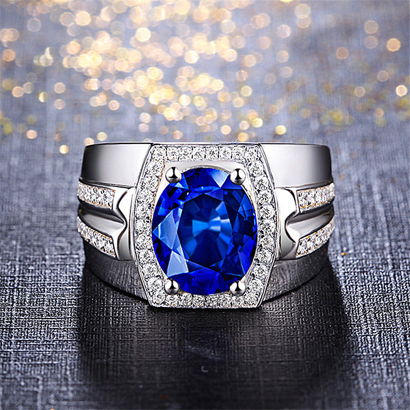 18K Gold Inlaid Blue Crystal Engagement Ring – Gifts for Couples — 1
