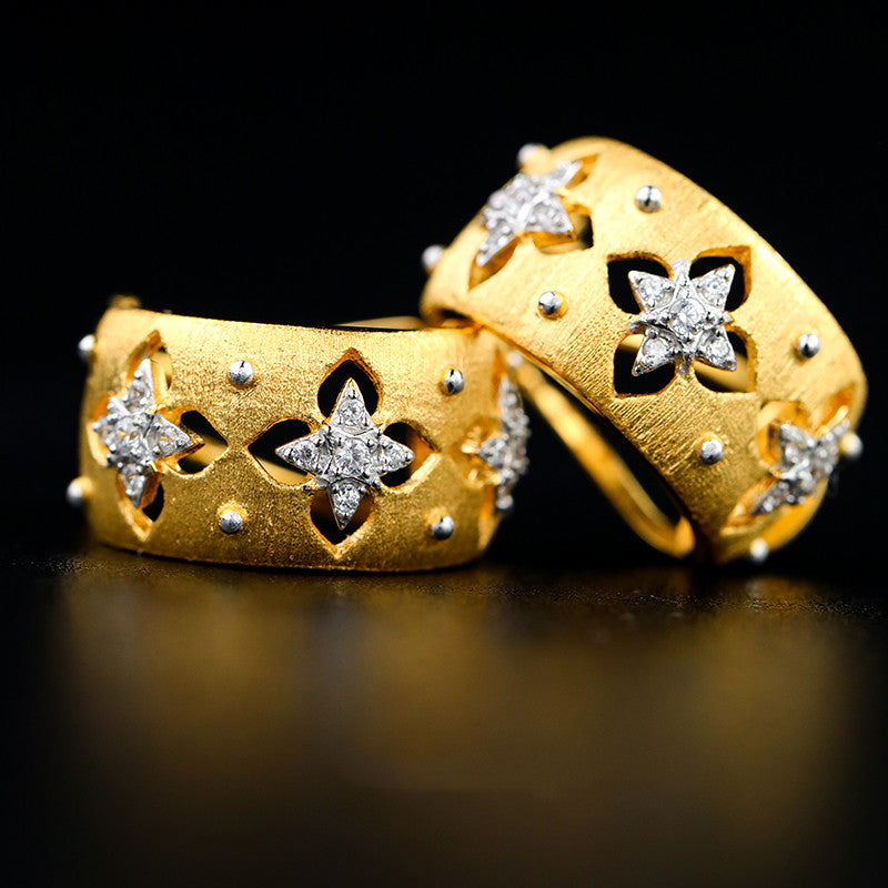 Hollow Four Leaf Clover Earrings S925 Silver Gold – Surprise Gifts — 1