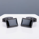 Mens Cufflinks Black Face Grey Copper Sleeve Stud – Stylish Gifts — 2