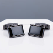 Mens Cufflinks Black Face Grey Copper Sleeve Stud – Stylish Gifts — 2