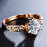 Classic Crystal Rose Gold Six-claw Diamond Ring – Gifts for Couples — 5