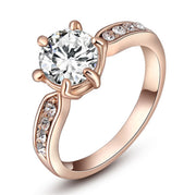 Classic Crystal Rose Gold Six-claw Diamond Ring – Gifts for Couples — 4