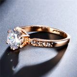 Classic Crystal Rose Gold Six-claw Diamond Ring – Gifts for Couples — 2
