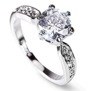 Classic Crystal Rose Gold Six-claw Diamond Ring – Gifts for Couples — 1