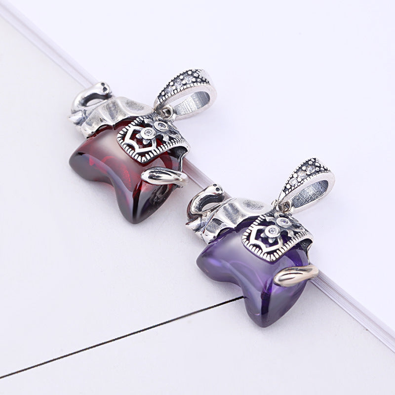 Garnet Elephant Pendant Lucky Animal Pendant – Jewelry Gift Ideas — 1