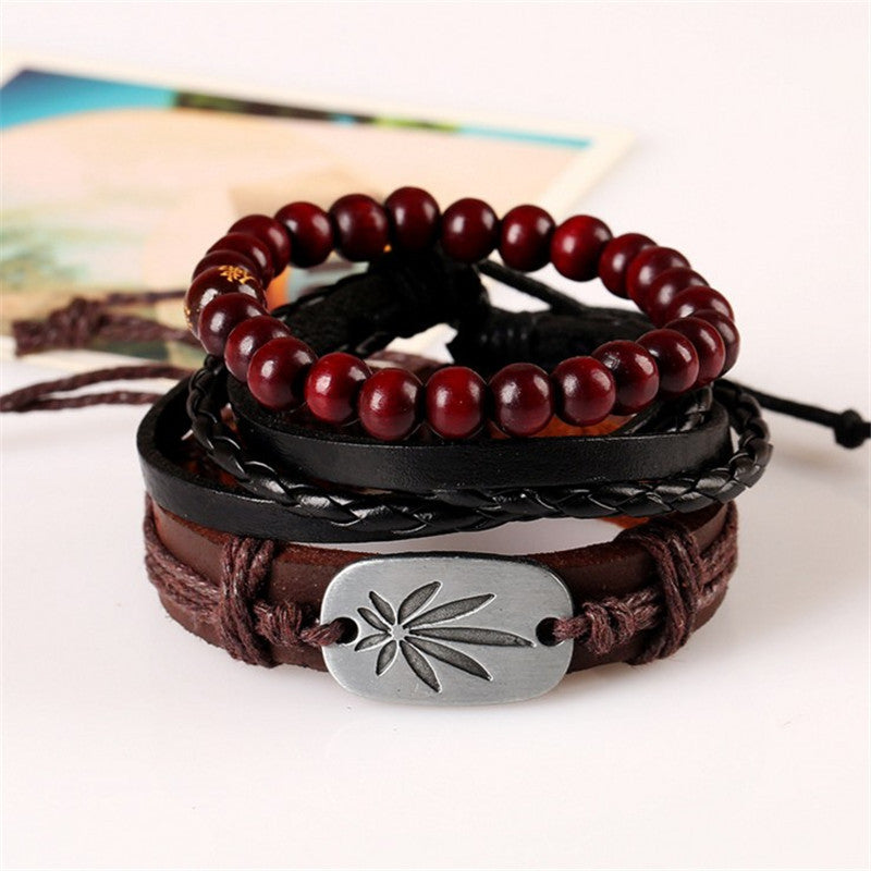 Simple Retro Braided Cowhide Bracelet Alloy Maple – Jewelry Gift Ideas — 1