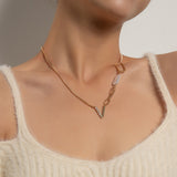 Geometric Hollow Box Pearl Necklace Women – Jewelry Gift Ideas — 3