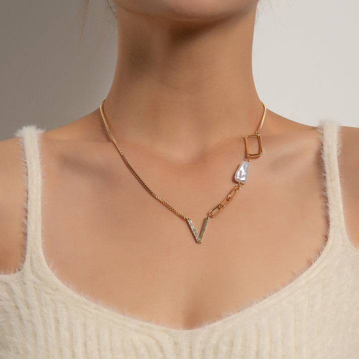 Geometric Hollow Box Pearl Necklace Women – Jewelry Gift Ideas — 1