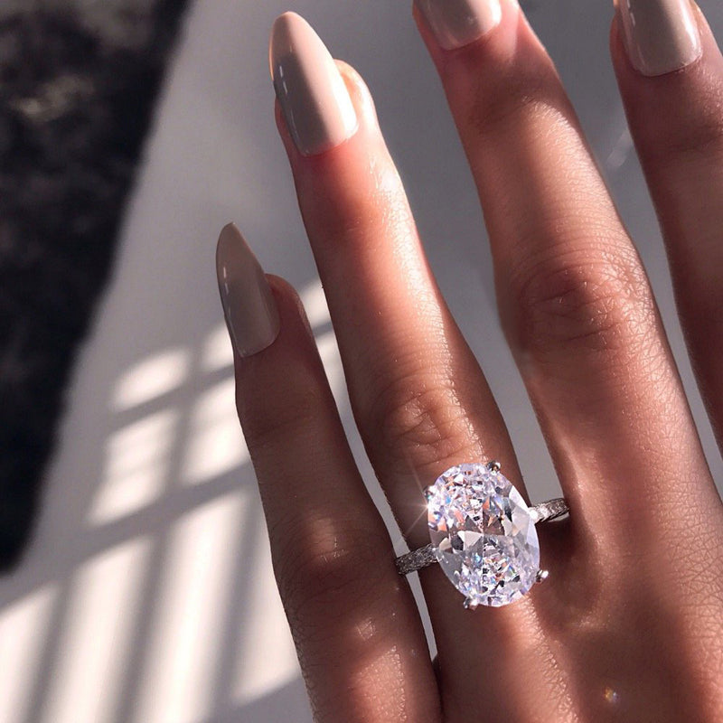 Large Oval Platinum Plated Zircon Ring – Holiday Gift Ideas — 1