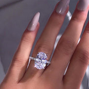 Large Oval Platinum Plated Zircon Ring – Holiday Gift Ideas — 2