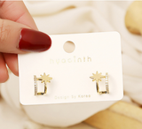 Silver Needle Design Eight-Pointed Star Stud Earrings – Gifts for Her — 4