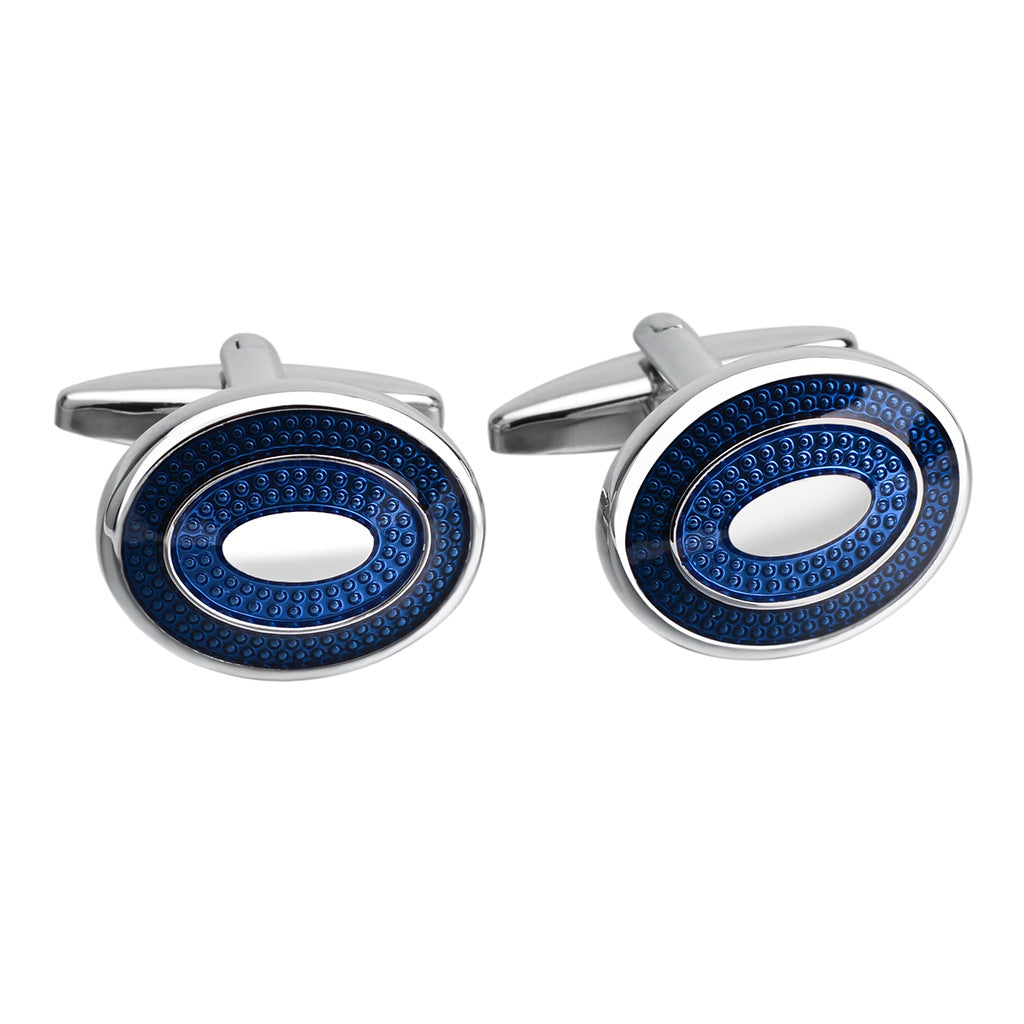 French Shirt Cufflinks Oval Blue Oil Drip Business – Surprise Gifts — 1