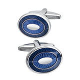 French Shirt Cufflinks Oval Blue Oil Drip Business – Surprise Gifts — 4