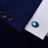 French Shirt Cufflinks Oval Blue Oil Drip Business – Surprise Gifts — 3