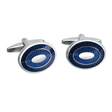 French Shirt Cufflinks Oval Blue Oil Drip Business – Surprise Gifts — 5