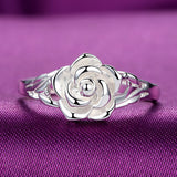 Pure Silver Rose Flower Ring Ladies Silver – Jewelry Gift Ideas — 1