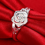 Pure Silver Rose Flower Ring Ladies Silver – Jewelry Gift Ideas — 6