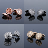 Men's Cufflinks Round Retro Pattern Diamond Metal – Gifts for Him — 3