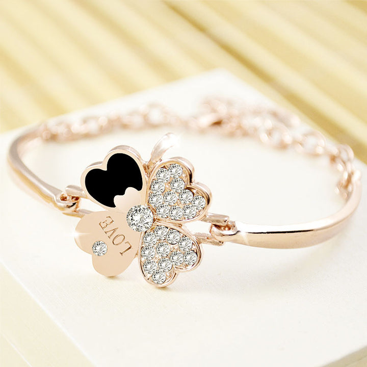 Versatile Rose Gold Four Leaf Clover Bracelet Women''s – Stylish Gifts — 1