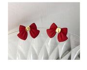 Simple And Sweet Bow Earrings Temperament Red Girl – Gifts for Kids — 5