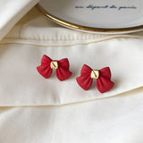 Simple And Sweet Bow Earrings Temperament Red Girl – Gifts for Kids — 4
