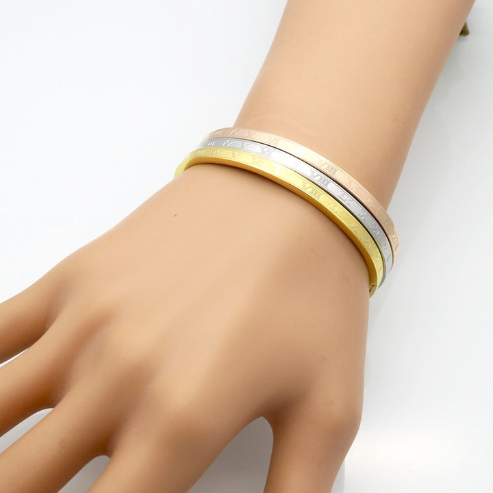 Classic Roman Numeral Titanium Steel Bracelet – Jewelry Gift Ideas — 1
